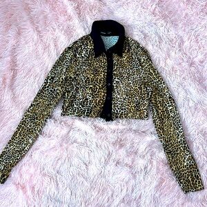 Cheetah crop button down